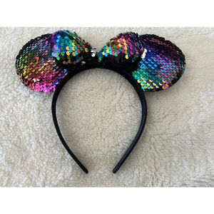 Disney minnie mouse hairband lot sequins multicolored bow